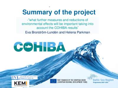 ¨  Summary of the project -”what further measures and reductions of environmental effects will be important taking into account the COHIBA results¨