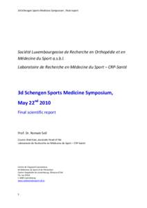 Rapport Schengen Sports Medicine Symposium 2010