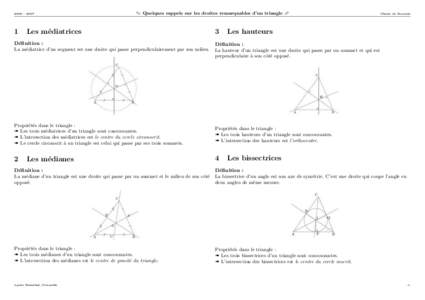 2006 – [removed]Quelques rappels sur les droites remarquables d’un triangle .