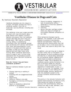 TH[removed]NE 15 AVE · PORTLAND, OR 97211 · FAX: ([removed] · ([removed] · [removed] · VESTIBULAR.ORG Vestibular Disease in Dogs and Cats