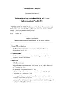 Commonwealth of Australia  Telecommunications Act 1997 Telecommunications (Regulated Services) Determination (No[removed]