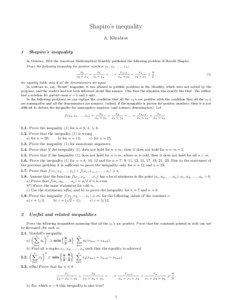 Shapiro’s inequality A. Khrabrov 1