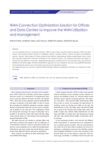 Special Issue on Solving Social Issues Through Business Activities  NEC Enterprise SDN Solutions WAN Connection Optimization Solution for Offices and Data Centers to Improve the WAN Utilization