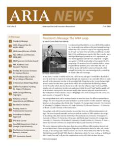 ARIA NEWS Vol. 9, No. 2 In This Issue 1