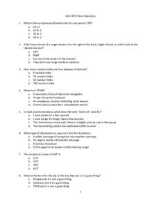 AUX-RFO Crew Questions 1. What is the compression/breath ratio for one person CPR? a. 4 to 2 b. 10 to 1 c. 30 to 2 d. 60 to 1