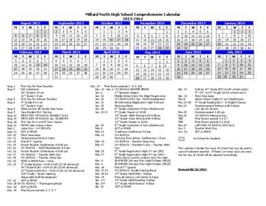 Millard North High School Comprehensive Calendar[removed]M[removed]