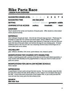 Bike Parts Race LESSON PLAN OVERVIEW SUGGESTED GRADE LEVEL  K