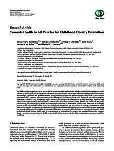 Hindawi Publishing Corporation Journal of Obesity Volume 2013, Article ID, 12 pages http://dx.doi.orgResearch Article