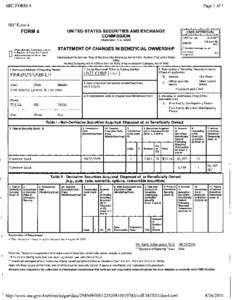 P~ge 1 of 1  SEC FORM 4 SEC Form 4 UNITED STATES SECURITIES AND EXCHANGE