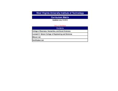 West Virginia University Institute of Technology Curriculum Matrix Updated July[removed]Click on Title Below