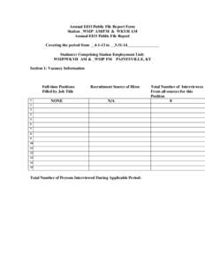 Annual EEO Public File Report Form Station _WSIP AM/FM & WKYH AM Annual EEO Public File Report Covering the period from __4-1-13 to __3-31-14________________ Station(s) Comprising Station Employment Unit: WSIP/WKYH AM & 
