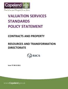 VALUATION SERVICES STANDARDS POLICY STATEMENT CONTRACTS AND PROPERTY RESOURCES AND TRANSFORMATION DIRECTORATE