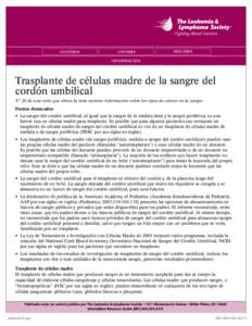 Trasplante de células madre de la sangre del cordón umbilical