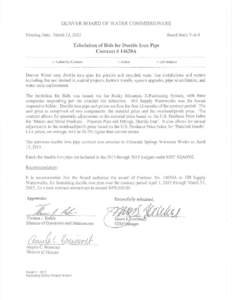 March 13, 2013 Board agenda item: Tabulation of Bids for Ductile Iron Pipe