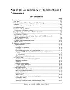 Appendix A: Summary of Comments and Responses Table of Contents Page A. Common Issues ........................................................................................................................ A-3  1. Oil 