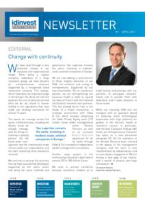 NEWSLETTER  #1 - APril 2011 The new name of AGF Private Equity