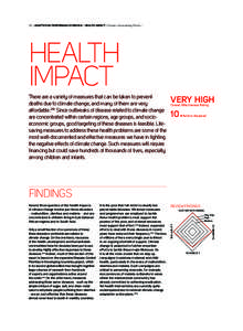 112 | adaptation performance review - health impact | Climate Vulnerability Monitor  HEALTH IMPACT There are a variety of measures that can be taken to prevent deaths due to climate change, and many of them are very