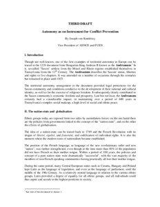 THIRD DRAFT Autonomy as on Instrument for Conflict Prevention By Joseph von Komlóssy