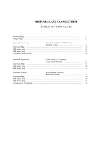 PROPOSED LAND TRANSACTIONS TABLE OF CONTENTS Decision Page………………………………………………………………………………… Budget Page…………………………………………………