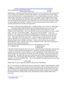 Southern Campaign American Revolution Pension Statements & Rosters Pension application of Arthur Pope R8324 fn13NC Transcribed by Will Graves[removed]Methodology: Spelling, punctuation and/or grammar have been corrected