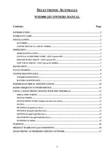 SELECTRONIC AUSTRALIA WM1000-24V OWNERS MANUAL Contents: Page