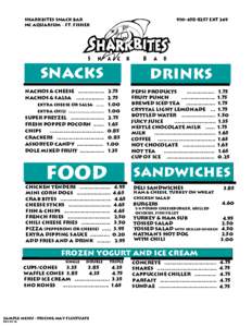 SharKbites snack bar NC Aquarium – Ft. FISHER[removed]ext 249  snacks