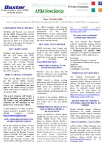 Proudly bought to you by APHA Diamond Sponsor Date: 3 October 2008 Level 3, 11 National Circuit, Barton ACT[removed]PO Box 7426, Canberra BC ACT[removed]P]: ([removed], [F]: ([removed], [W]: www.apha.org.au  LABOUR 