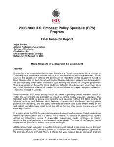 [removed]U.S. Embassy Policy Specialist (EPS) Program Final Research Report