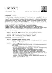 Leif Singer Curriculum Vitae  · leif.me · twitter.com/lsinger  Overview