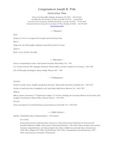 Congressman Joseph R. Pitts Curriculum Vitae 204 Cannon House Office Building, Washington, DC 20515—[removed]Post Office Box 837, Routes 82 and 926, Unionville, PA 19375—[removed]Lancaster County Courthouse, 