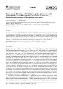 Zootaxa, Re-assessment of the Reinwardt’s Gliding Frog, Rhacophorus reinwardtii...
