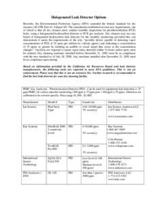 Halogenated Leak Detector Options Recently, the Environmental Protection Agency (EPA) amended the federal standard for dry cleaners (40 CFR Part 63, Subpart M). The amendment established several new requirements, one of 