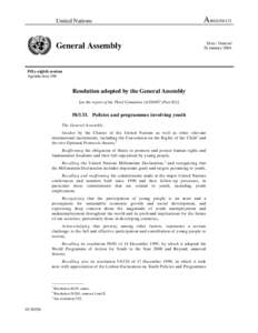 Youth participation / Human development / United Nations Secretariat / International Year of Youth / World Assembly of Youth / Youth rights / Youth / United Nations