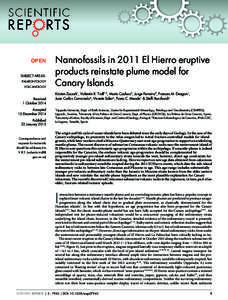 OPEN SUBJECT AREAS: PALAEONTOLOGY VOLCANOLOGY  Received