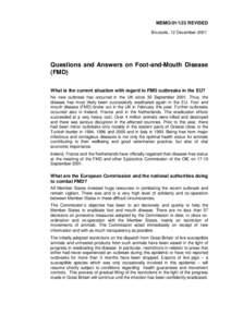 Questions and Answers on Foot-and-Mouth Disease (FMD)