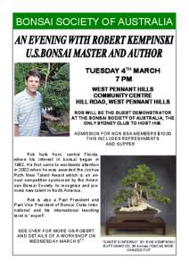 BONSAI SOCIETY OF AUSTRALIA  TUESDAY 4TH MARCH