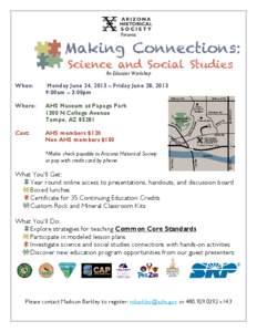 Making Connections: Presents Science and Social Studies An Educator Workshop