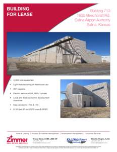 BUILDING FOR LEASE Building[removed]Beechcraft Rd. Salina Airport Authority