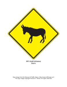 W11-3cAZ (Arizona) Burro Sign image from the Manual of Traffic Signs <http://www.trafficsign.us/> This sign image copyright Richard C. Moeur. All rights reserved.