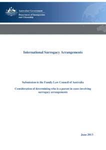 Submission to the Family Law Council of Australia—Consideration of determining who is a parent in cases involving surrogacy arrangements