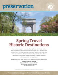 PEOPLE SAVING PLACES  The magazine of the National Trust for Historic Preservation Spring Travel Historic Destinations