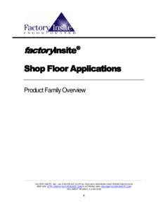 ®  factoryInsite Shop Floor Applications Product Family Overview