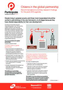 B  Citizens in the global partnership Recommendations and key research findings for the post-2015 agenda People living in greatest poverty and those most marginalised should be