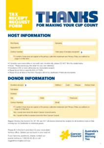 TAX RECEIPT REQUEST FORM  FOR MAKING YOUR CUP COUNT