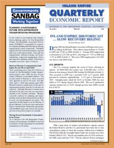 INLAND EMPIRE  QUARTERLY ECONOMIC REPORT  Planning a Sustainable
