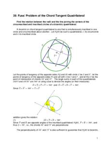 Conic sections / Circles / Bicentric quadrilateral / Triangle geometry / Incircle and excircles of a triangle / Tangential quadrilateral / Nine-point circle / Geometry / Quadrilaterals / Polygons