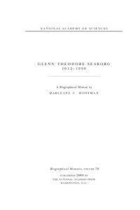 NATIONAL ACADEMY OF SCIENCES  GLENN THEODORE SEABORG