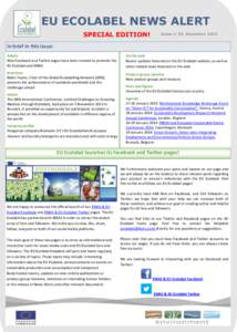 EU ECOLABEL NEWS ALERT SPECIAL EDITION! Issue n◦ 92, December[removed]In brief in this issue: