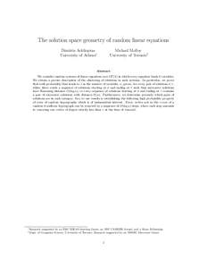 The solution space geometry of random linear equations Dimitris Achlioptas University of Athens∗ Michael Molloy University of Toronto†