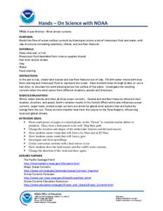 Hands – On Science with NOAA TITLE: Ocean Motion: Wind driven currents OVERVIEW: Model the flow of ocean surface currents by blowing air across a tub of rheoscopic fluid and water, with clay structures simulating coast